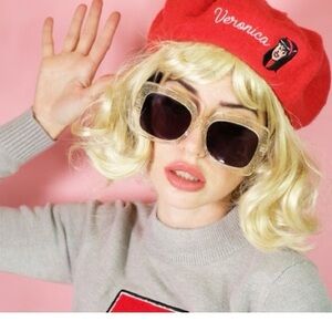 Betty and Veronica oversized Nancy Sunglasses with a gold glitter frame-- New !